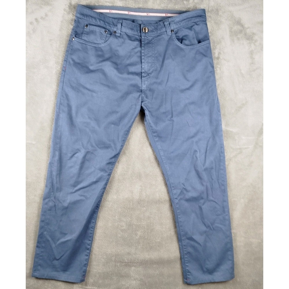Isaia Napoli Jeans Blue Pants Mens Size 52R(37x27) Made In Italy Denim‎ Trousers